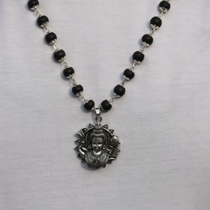 Authentic Karungali Mala with Murugan Face Pendant