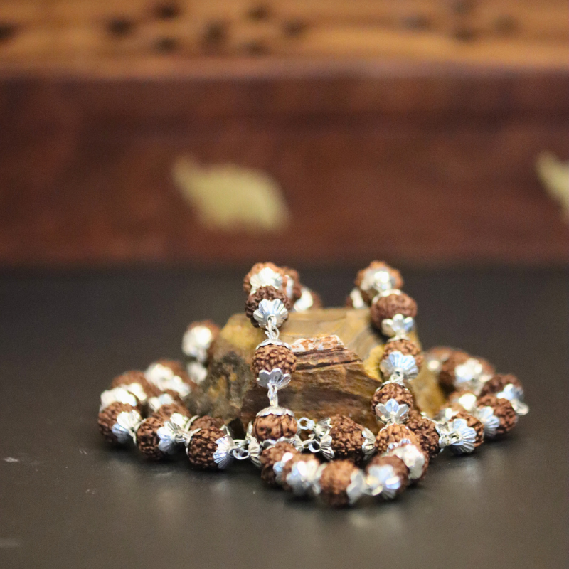 Silver Plated Divya Rudraksha Mala