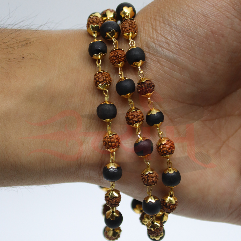 Karungali Gold Mala With Rudraksha Beads