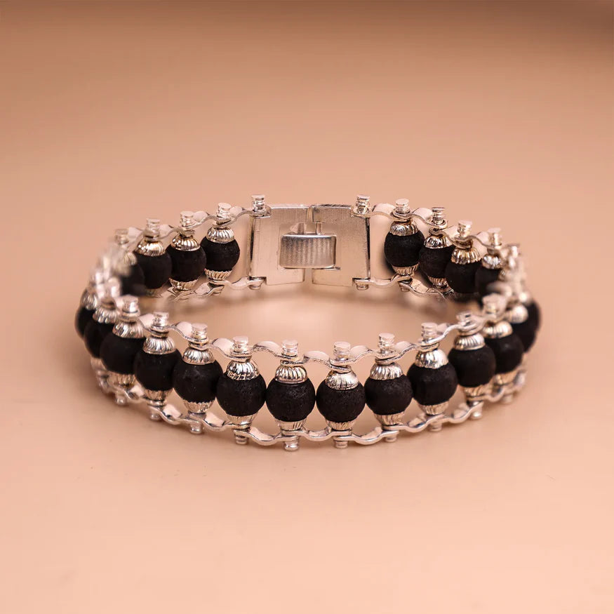 Abhimantrit Silver Plated Karungali Bracelet