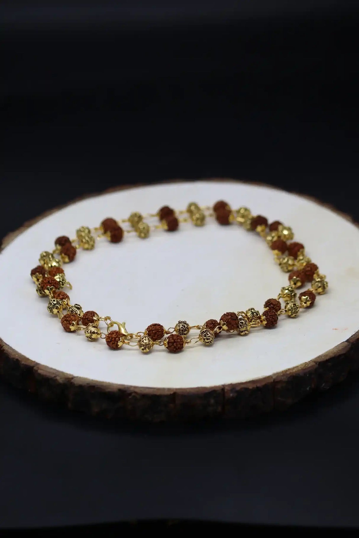 Golden Om Beads Rudhraksh Mala