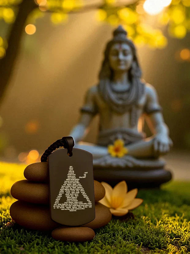 Shiv Tandav Stotram Engraved Pendant in Black Finish
