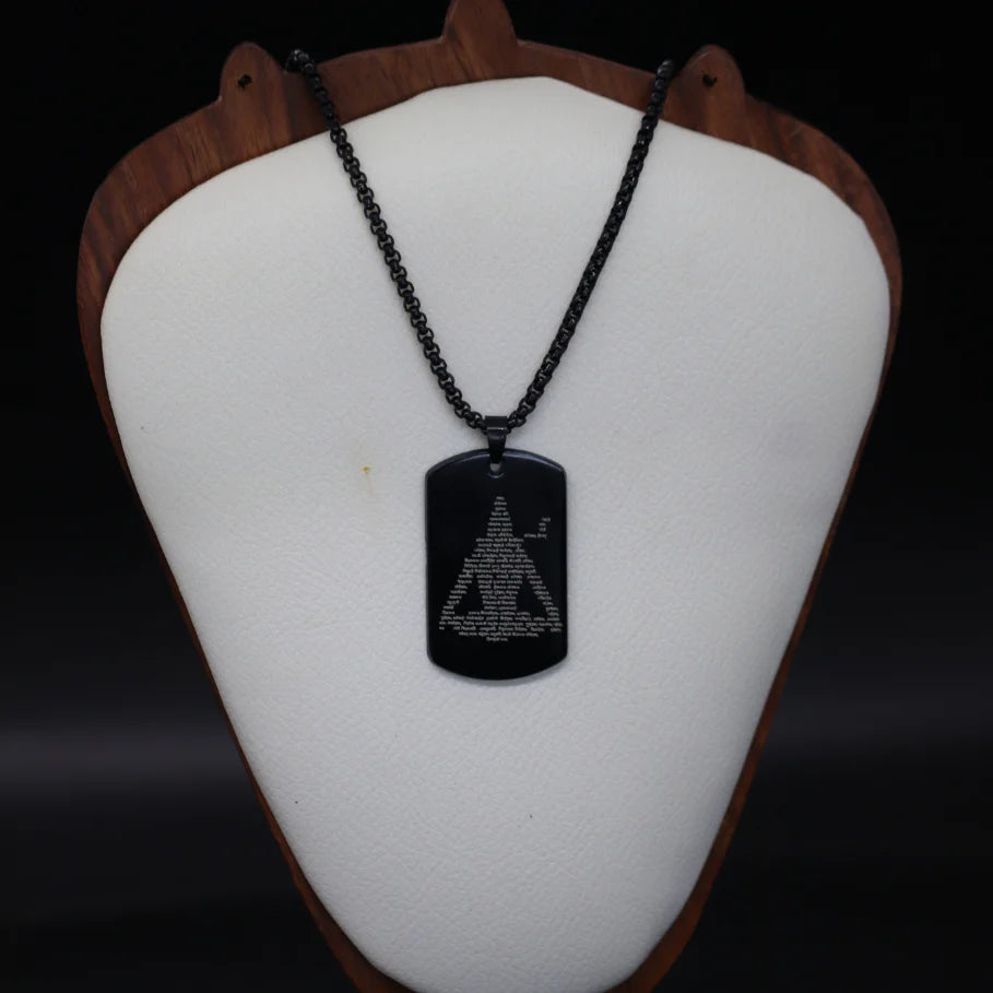 Shiv Tandav Stotram Engraved Pendant in Black Finish
