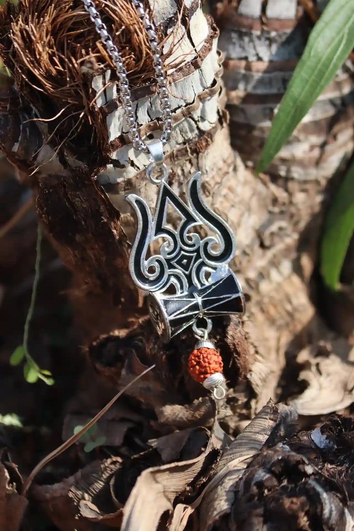 Silver Plated Trishul Rudraksha Pendant
