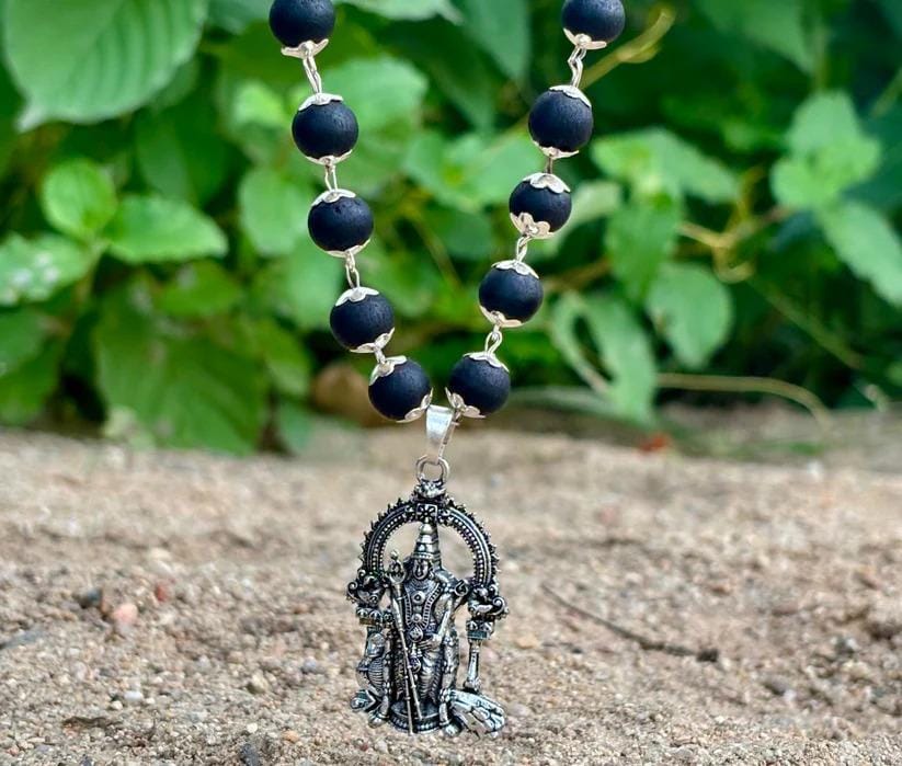 Original Karungali Mala with Lord Murugan Pendant for Positive Energy & Protection