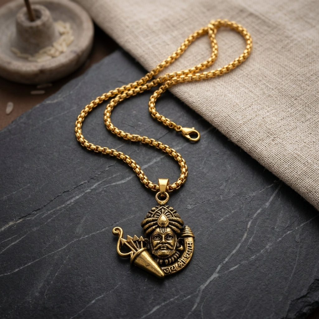 Khatu Shyam Locket With Gold Plated Chain