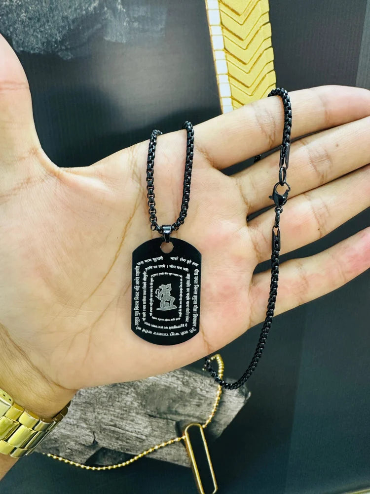 Hanuman Chalisa Tag Pendant Necklace for Men