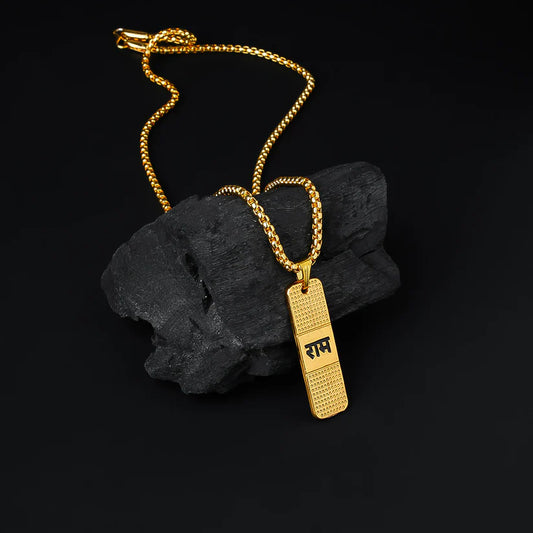 RAM PREMIUM GOLD PENDANT AND CHAIN WITH DOTTED PATTERN
