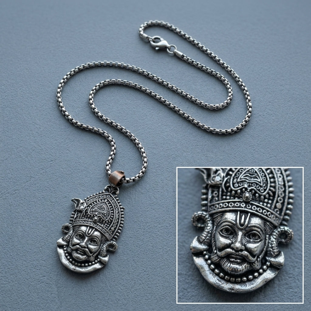 Khatu Shyam Locket With Silver Plated Chain