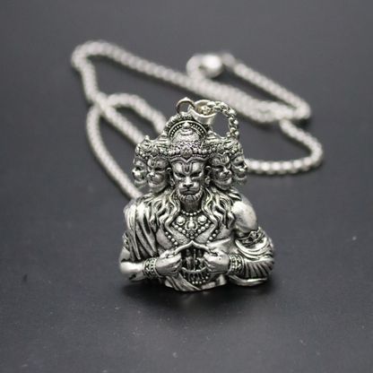 Oxi-Silver Plated Panchroop Hanuman Ji Necklace