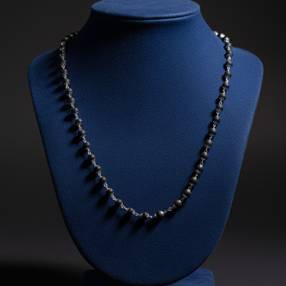 Silver Plated Karungali Mala - Natural Ebony Wood