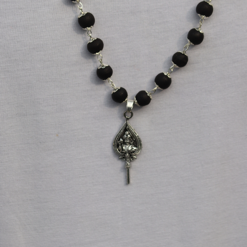Karungali Mala with Lord Murugan Vel Pendant