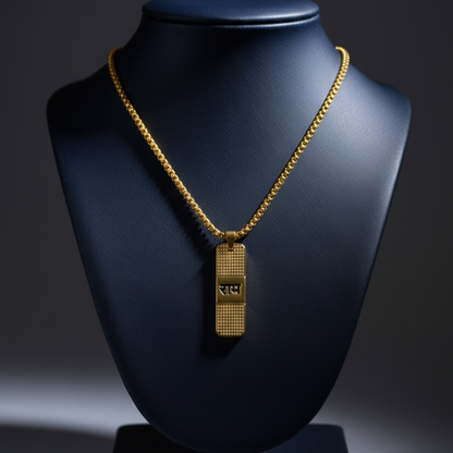 RAM PREMIUM GOLD PENDANT AND CHAIN WITH DOTTED PATTERN