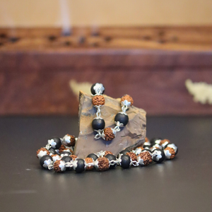 Karungali Rudraksha Mala Silver Capped