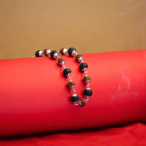 Karungali Rudraksha Mala Silver Capped