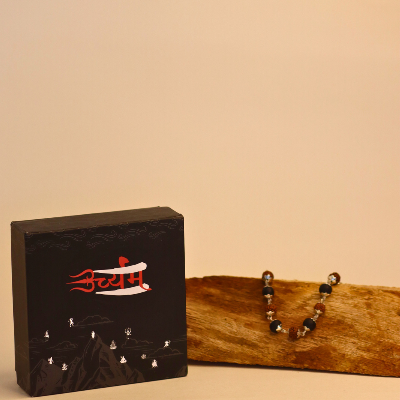 Karungali Rudraksha Mala Silver Capped