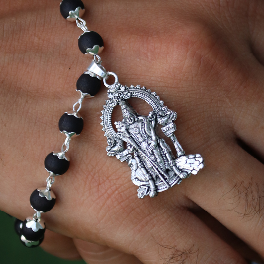 Certified Karungali Mala with Lord Murugan Pendant | Protection,Health and Success