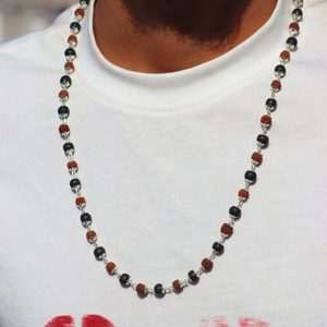 Karungali Rudraksha Mala Silver Capped