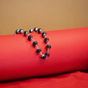 Silver Plated Karungali Mala - 100% Natural Ebony Wood