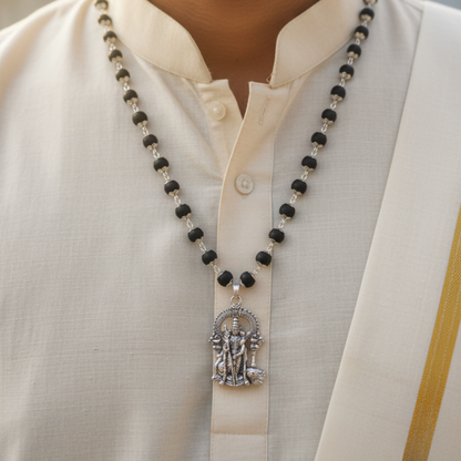 Certified Karungali Mala with Lord Murugan Pendant | Protection,Health and Success