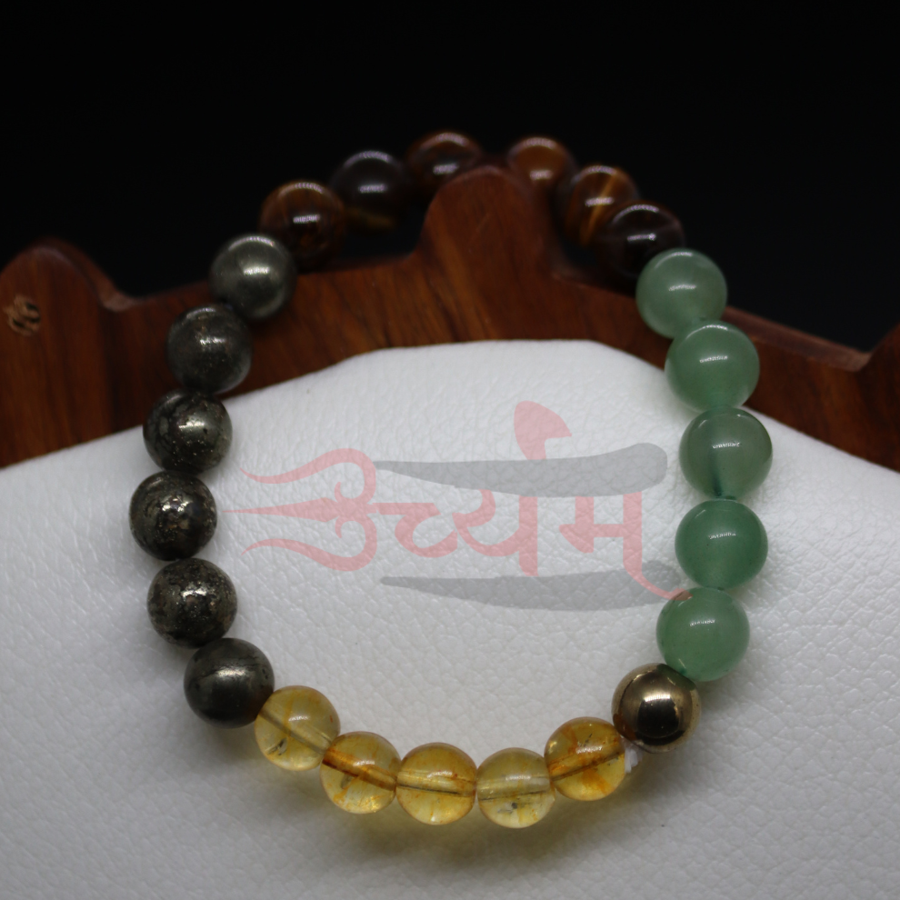 Money Magnet Bracelet Green Aventurine, Citrine, Tiger Eye, Pyrite.