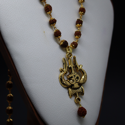 Gold Plated Trishool Rudraksha Necklace