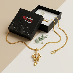 Lord Shiva Golden Trishul Om Damru Pendant with Chain