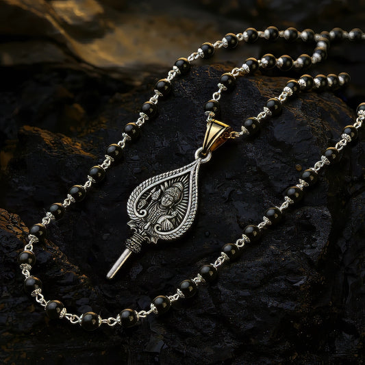 Original Karungali Mala with Lord Murugan Pendant for Positive Energy & Protection