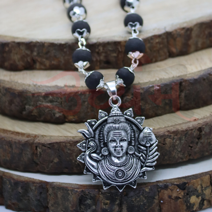 Lord Murugan Face Karungali Malai Necklace