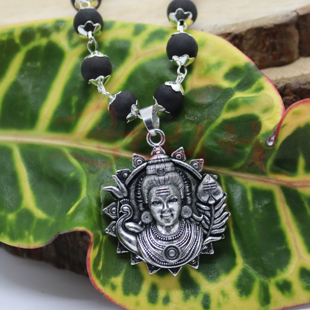 Lord Murugan Face Karungali Malai Necklace