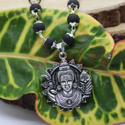 Lord Murugan Face Karungali Malai Necklace