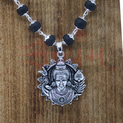 Lord Murugan Face Karungali Malai Necklace