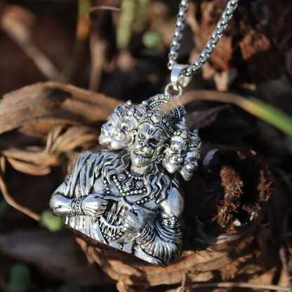 Oxi-Silver Plated Panchroop Hanuman Ji Necklace