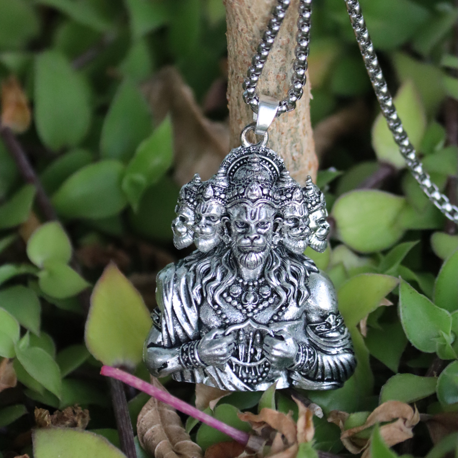 Oxi-Silver Plated Panchroop Hanuman Ji Necklace