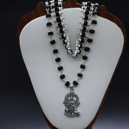 Sacred Karungali Combo – Silver-Plated Bracelet + Lord Murugan Pendant Mala | Certified & Abhimantrit | For Strength, Health & Success