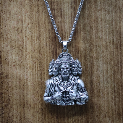 Oxi-Silver Plated Panchroop Hanuman Ji Necklace