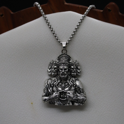 Oxi-Silver Plated Panchroop Hanuman Ji Necklace