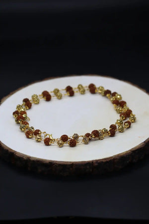 Golden Om Beads Rudhraksh Mala