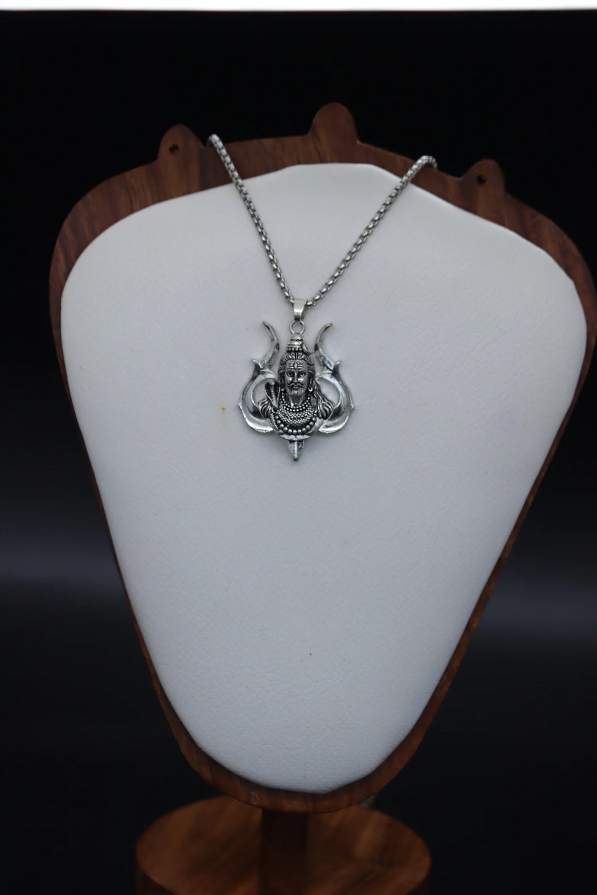 Lord Shiva with Trishul on Back Silver Pendant