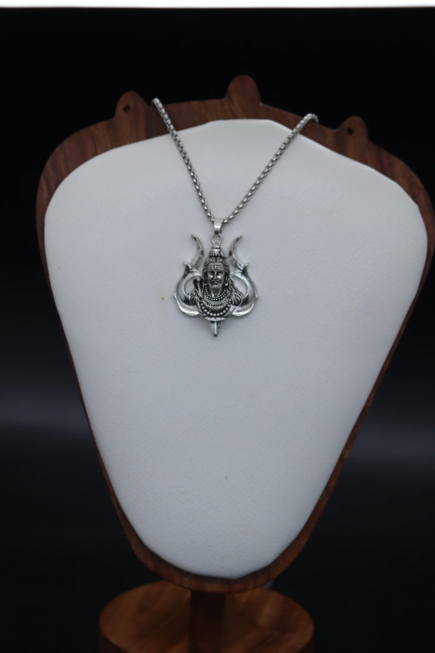 Lord Shiva with Trishul on Back Silver Pendant