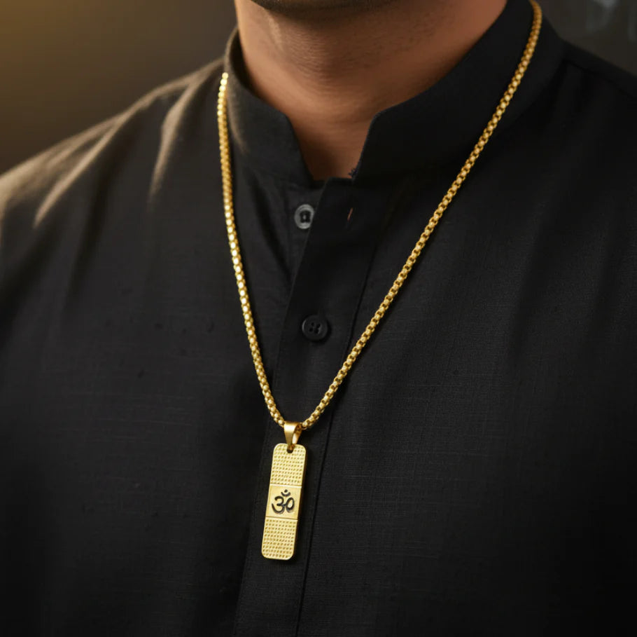 Om Pendant with 24K Gold Plated Chain