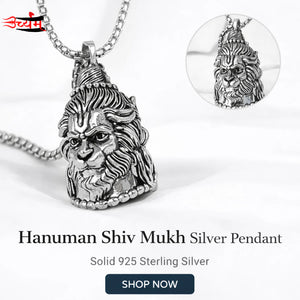 Shiva Hanuman Silver Plated Pendant