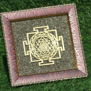 Shree Yantra on Raw Pyrite Frame