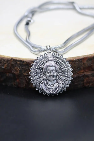 Silver Mahadev Locket With Snake Chain