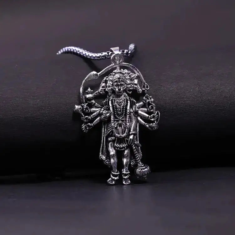 Silver‑Plated Panchmukhi Hanuman Pendant