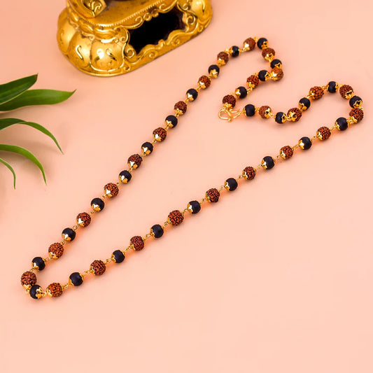Karungali Gold Mala With Rudraksha Beads