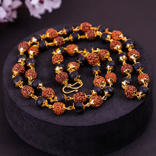 Karungali Gold Mala With Rudraksha Beads