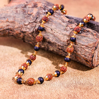 Karungali Gold Mala With Rudraksha Beads