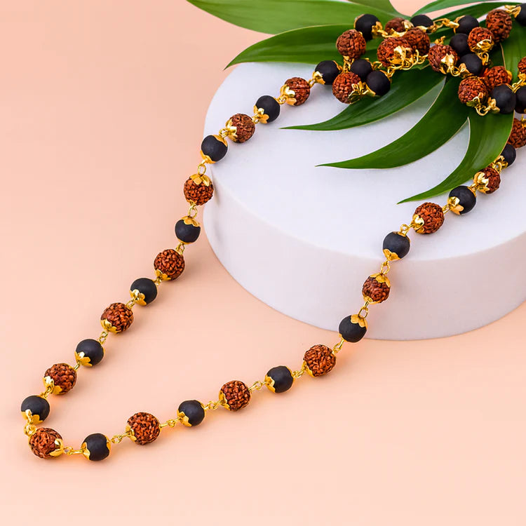 Karungali Gold Mala With Rudraksha Beads