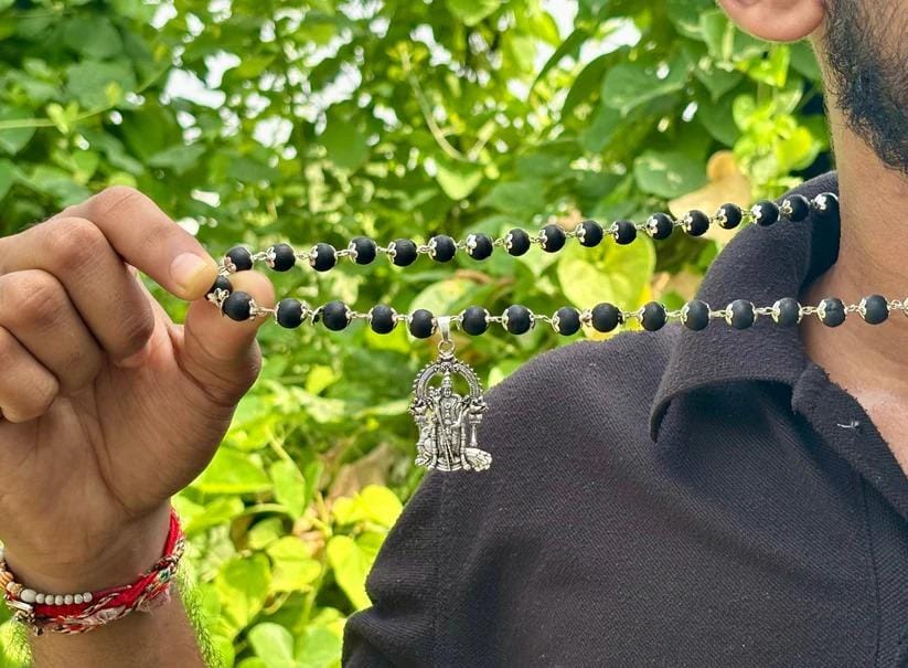 Original Karungali Mala with Lord Murugan Pendant for Positive Energy & Protection